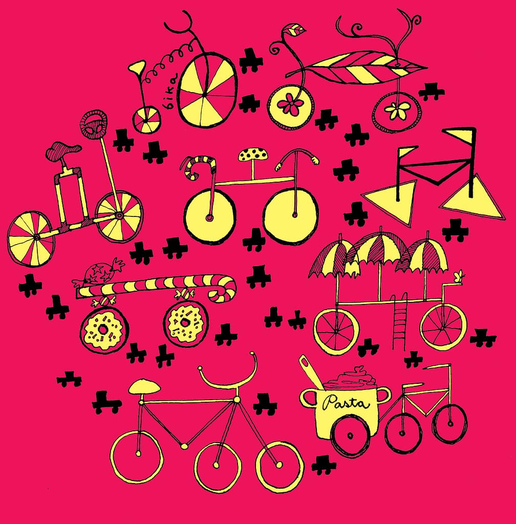 Illustration of different tyoes of bycicles