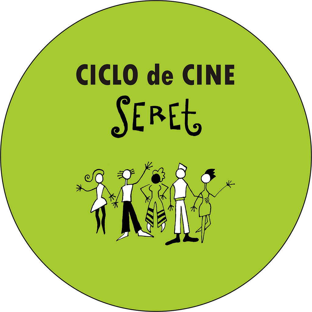 disegno fondo verde con figure di giovani in bianco e nero