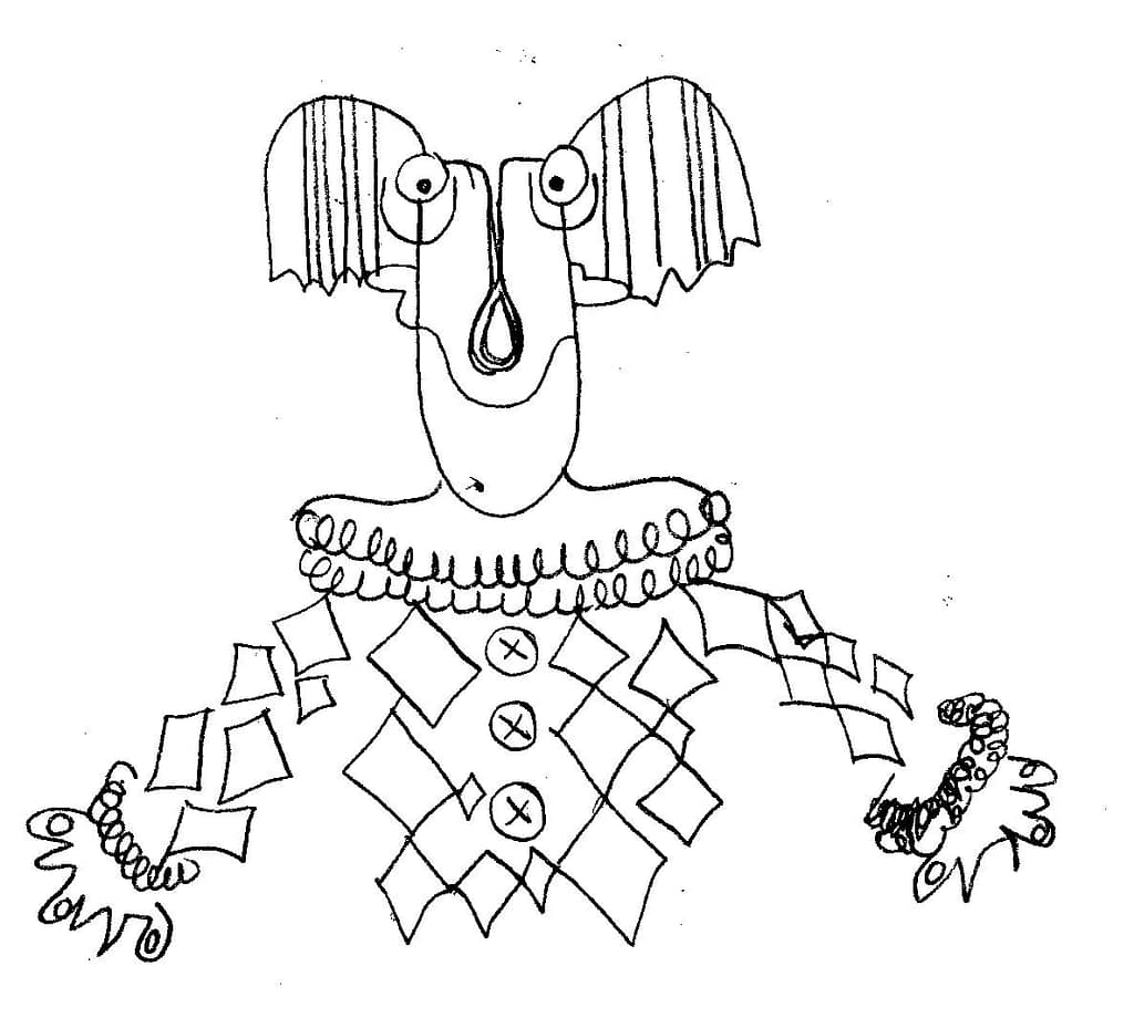 Pencil design of a clown