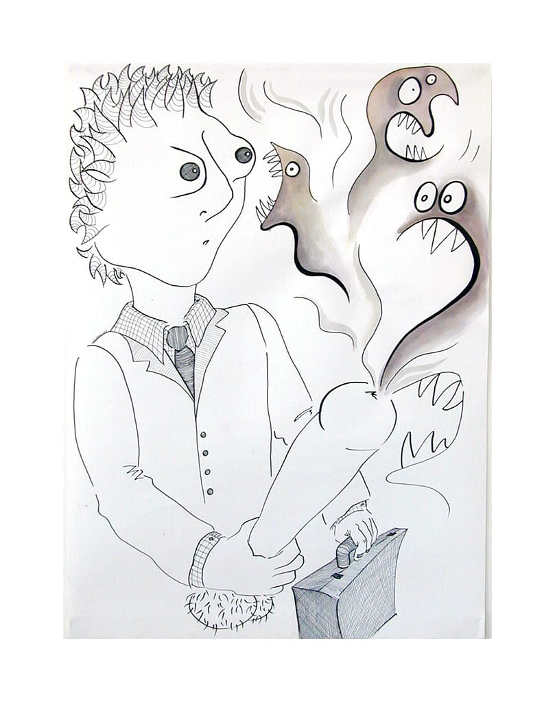 Ink design of a hipsterwith some delirium issues