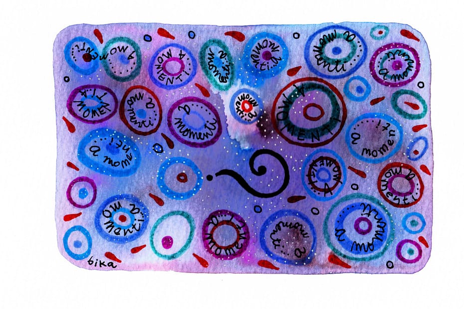 watercolor marks in violet tones