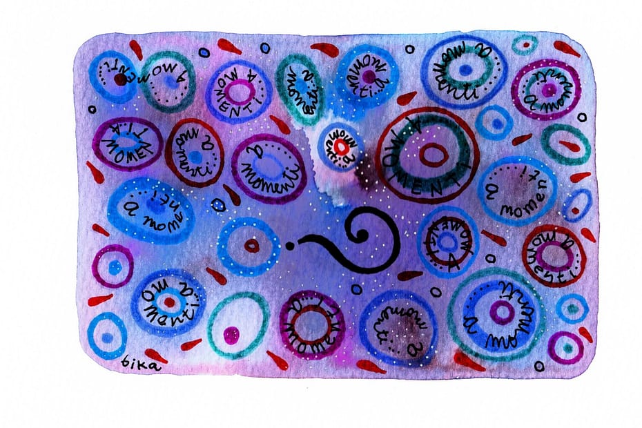 watercolor marks in violet tones